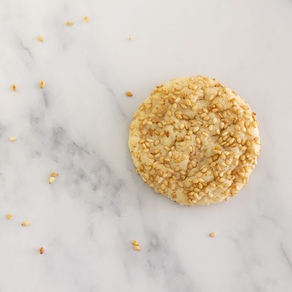 sesame seed covered cookie
